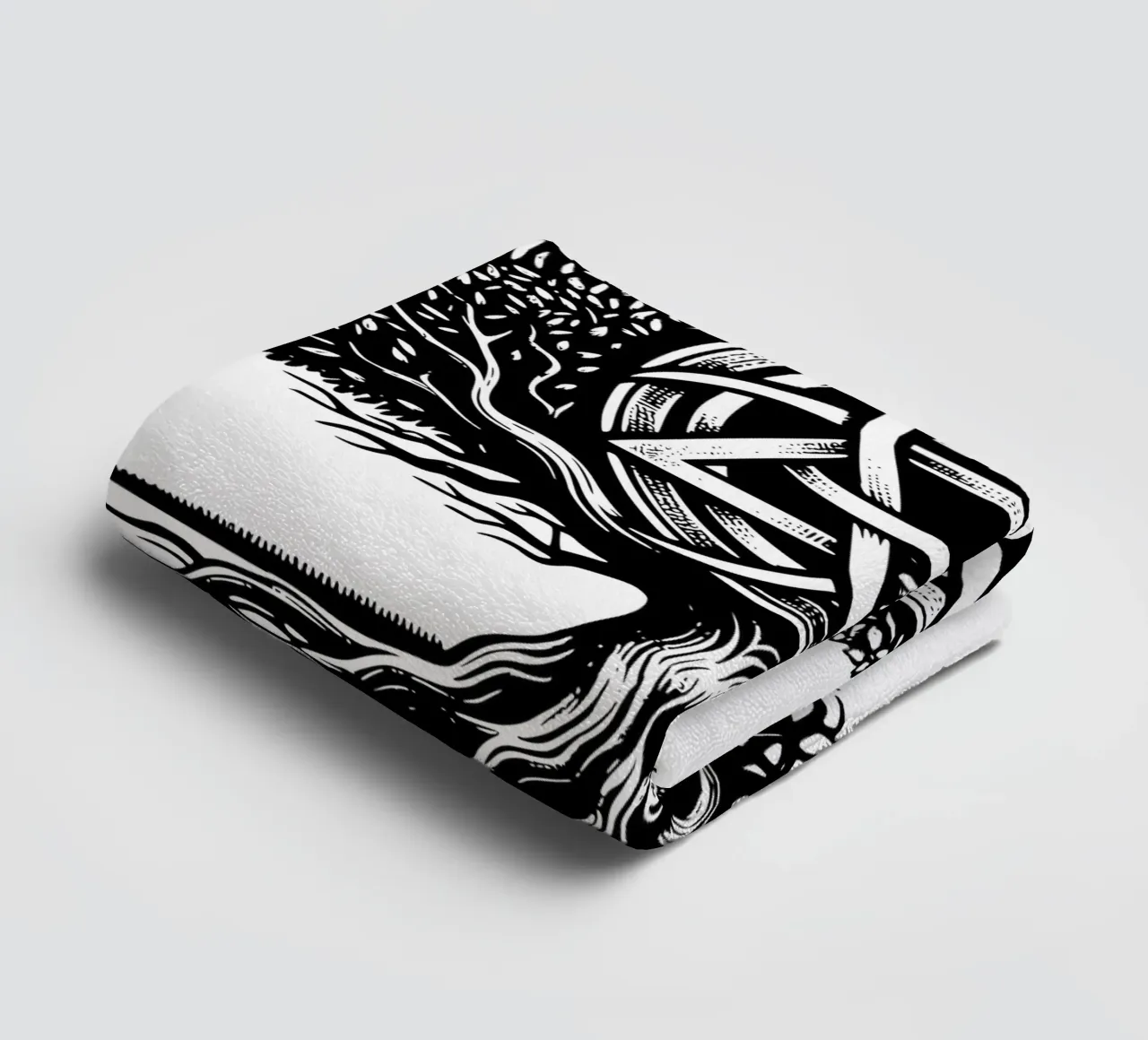 Albero della vita in bianco e nero asciugamano da bagno da Spiritual Touch