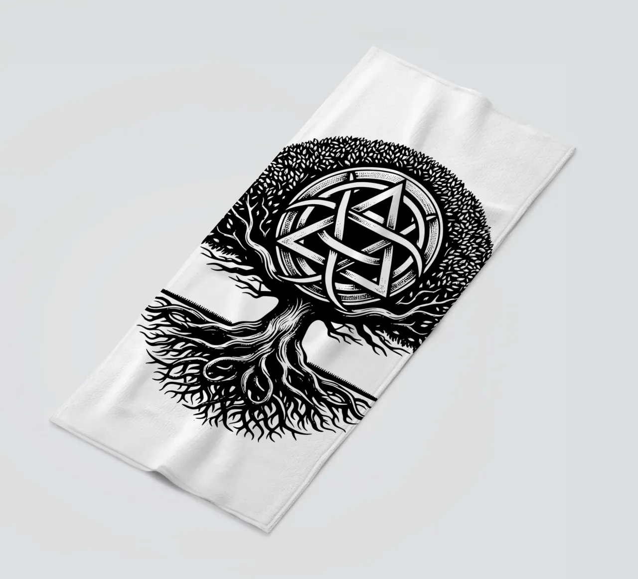 Albero della vita in bianco e nero telo mare da Spiritual Touch