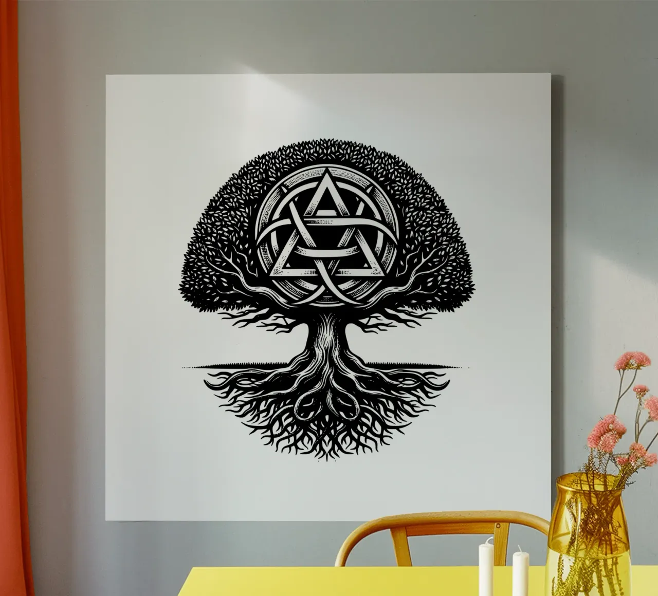 Albero della vita in bianco e nero tela con Cornice a cassetta da Spiritual Touch
