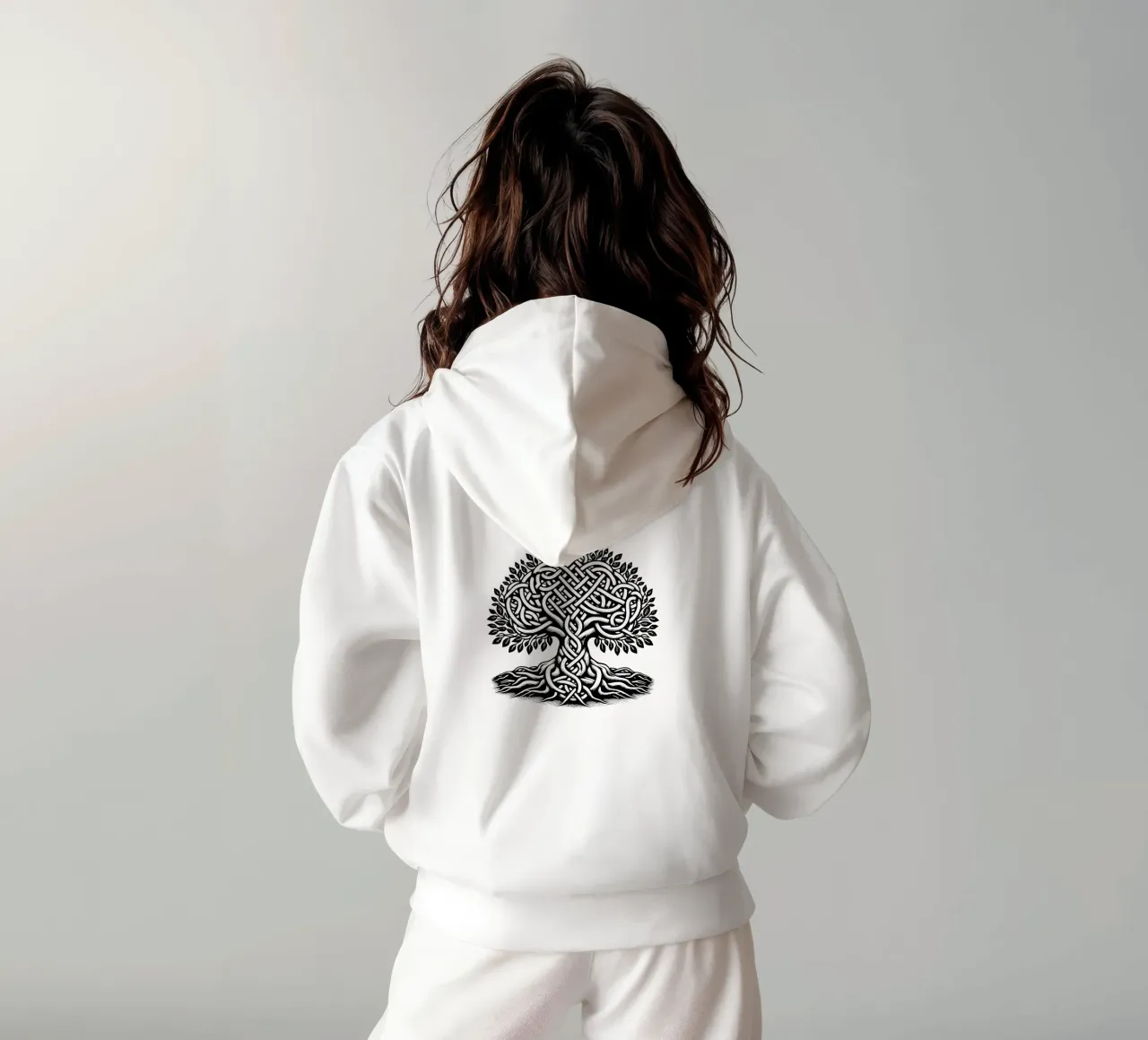 Albero della vita in bianco e nero felpa con cappuccio da Spiritual Touch