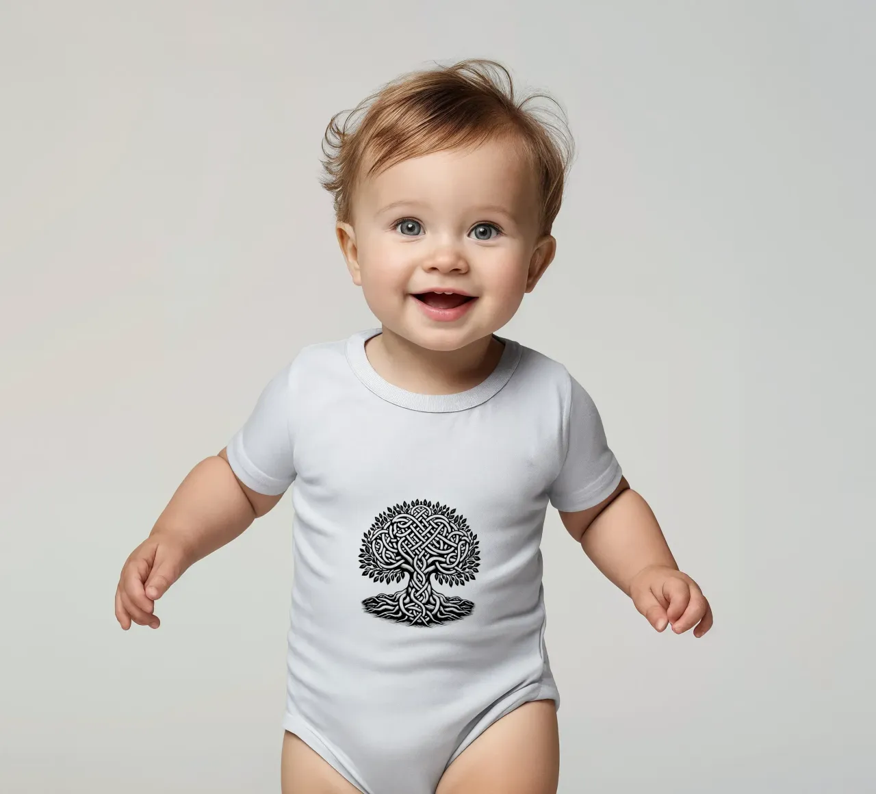 Albero della vita in bianco e nero body neonato maniche corte da Spiritual Touch