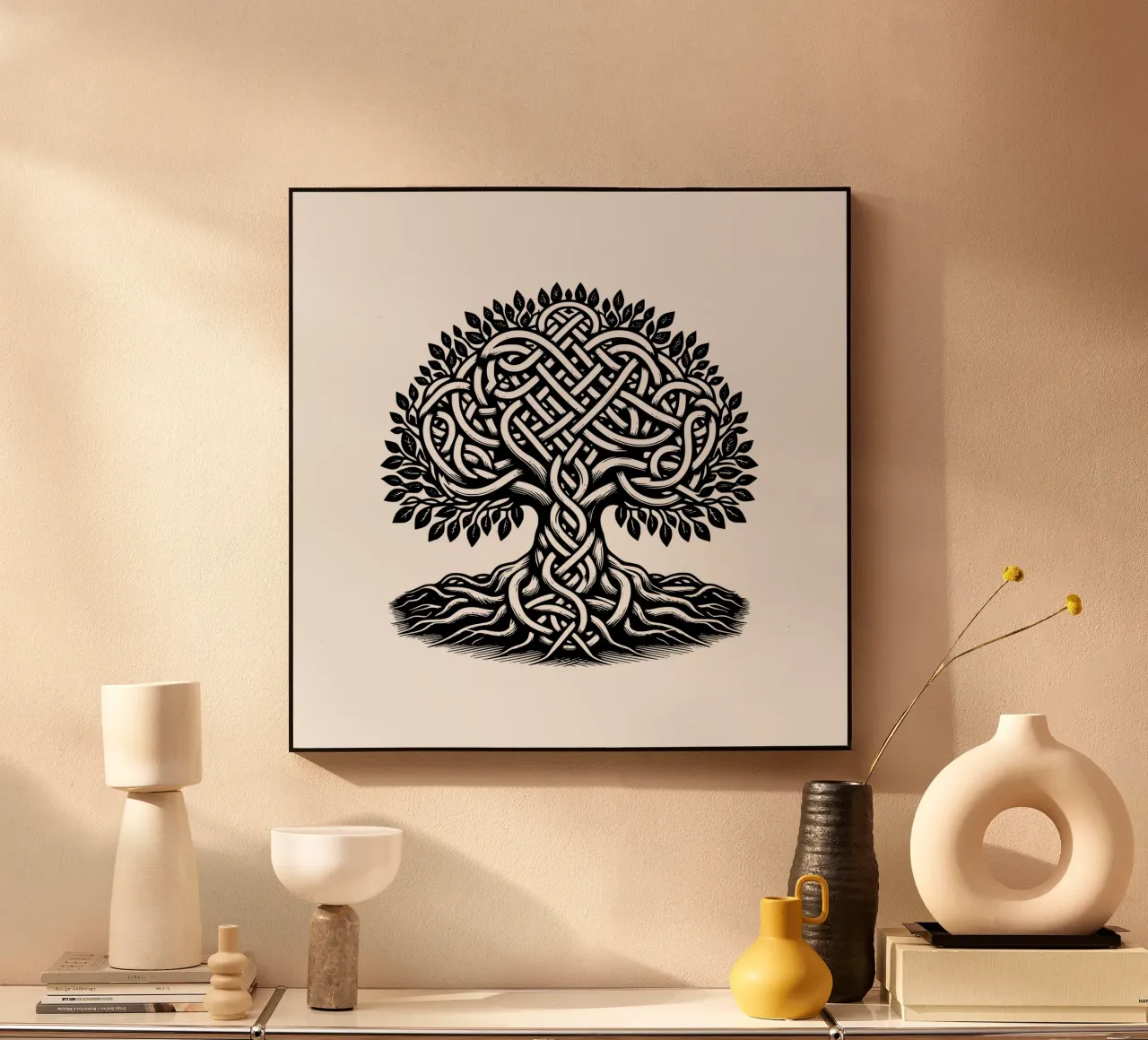 Albero della vita in bianco e nero alluminio dibond da Spiritual Touch