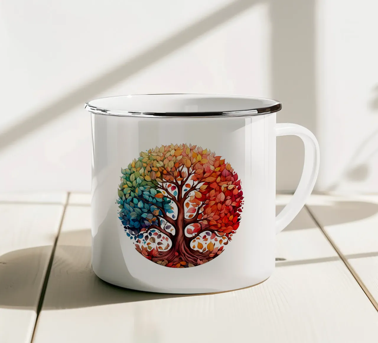 Albero della vita colorato tazza in smalto da Spiritual Touch