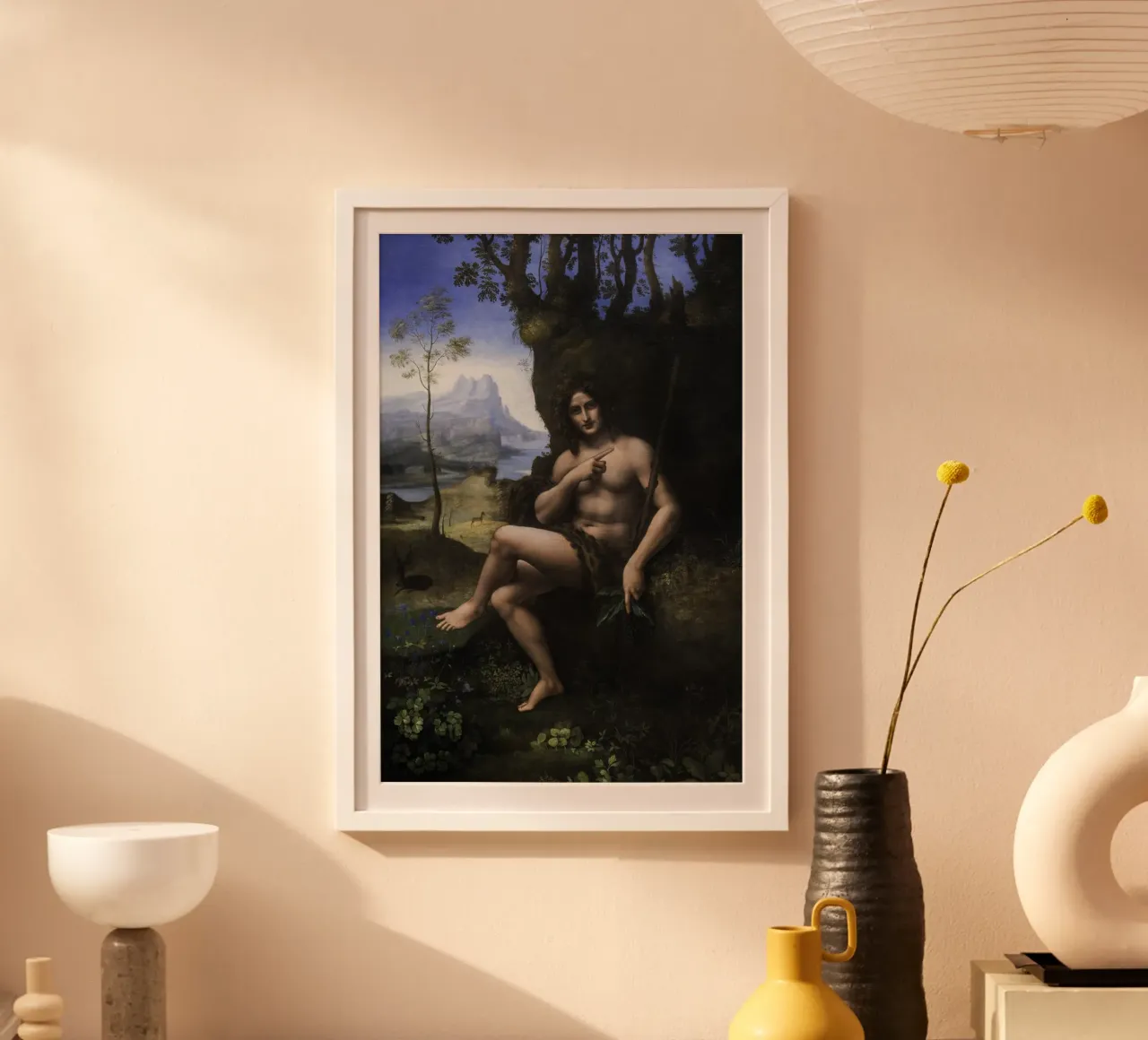 Leonardo da Vinci - Bacchus, früher Johannes der Täufer Poster von Timeless Artworks