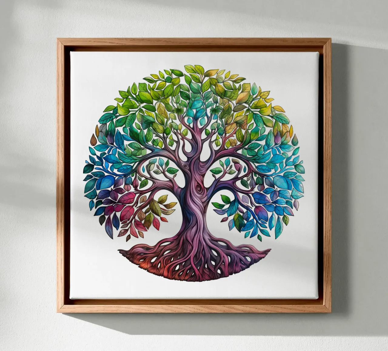 Albero della vita colorato tela con Cornice a cassetta da Spiritual Touch