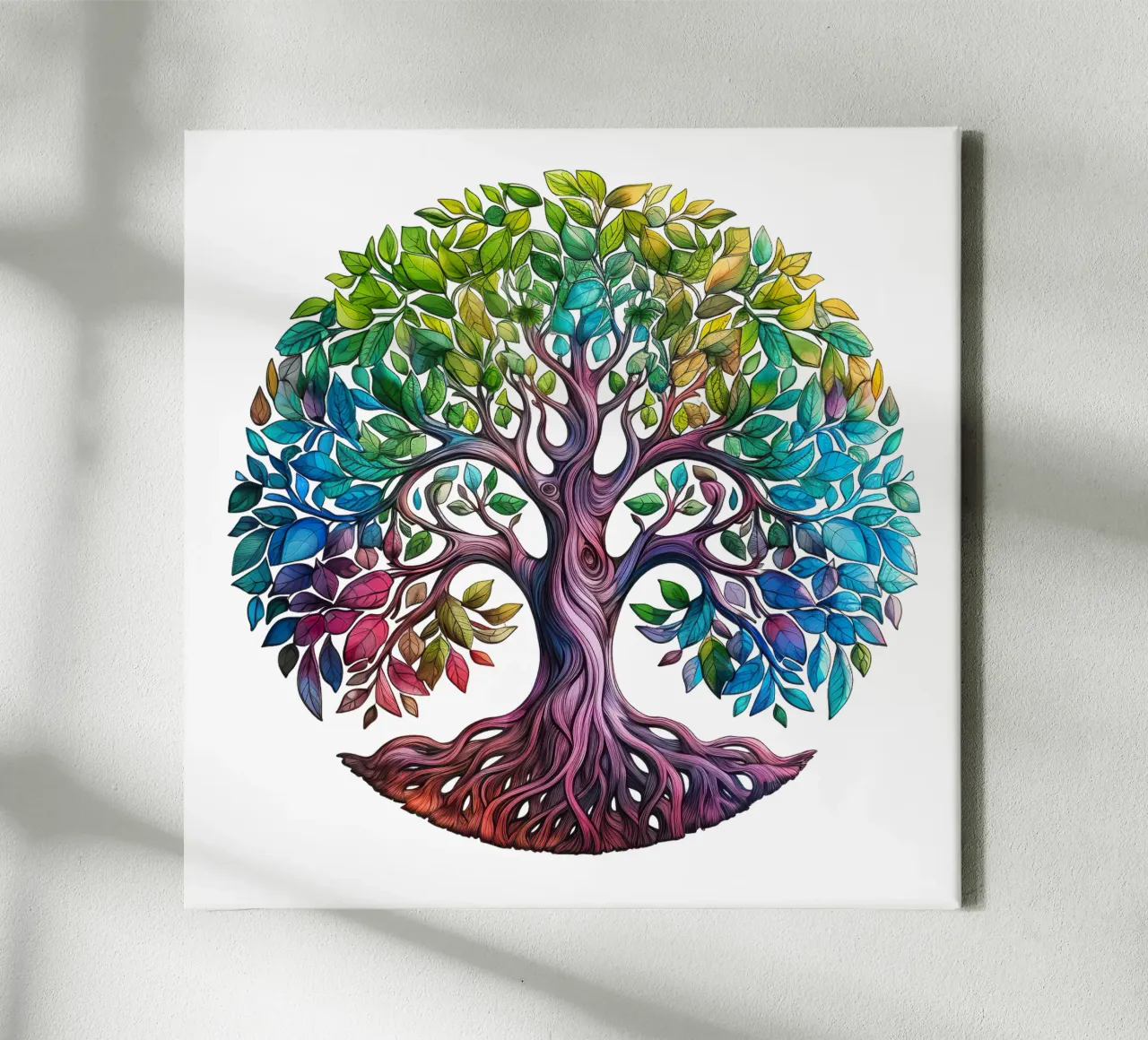 Albero della vita colorato tela con Cornice a cassetta da Spiritual Touch