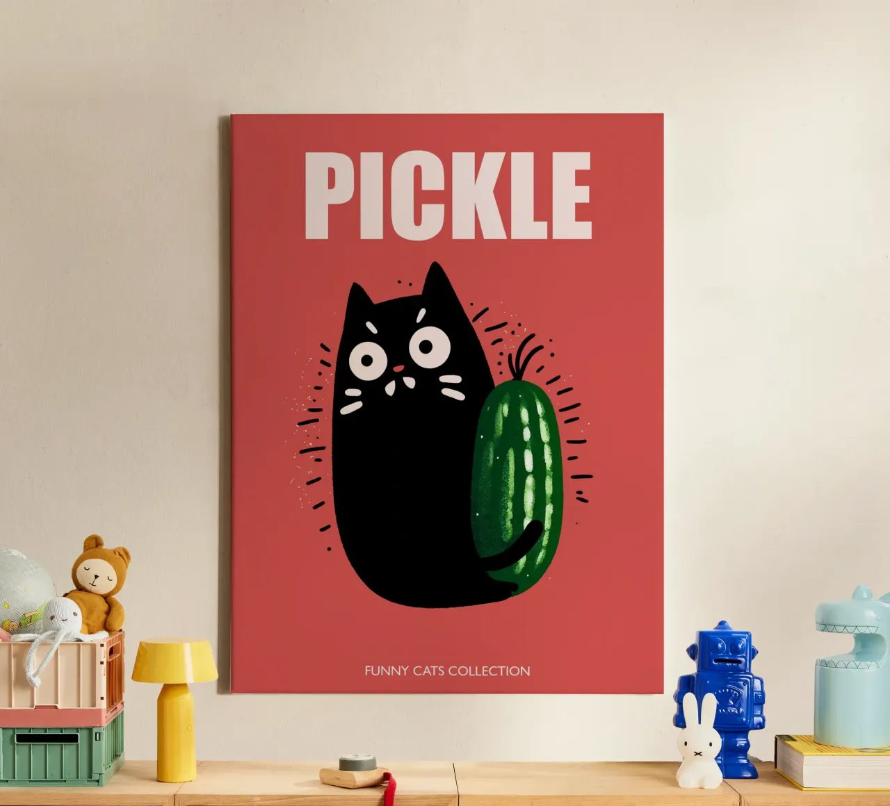 Gatto sottaceto tela con Cornice a cassetta da Peaches Art Prints