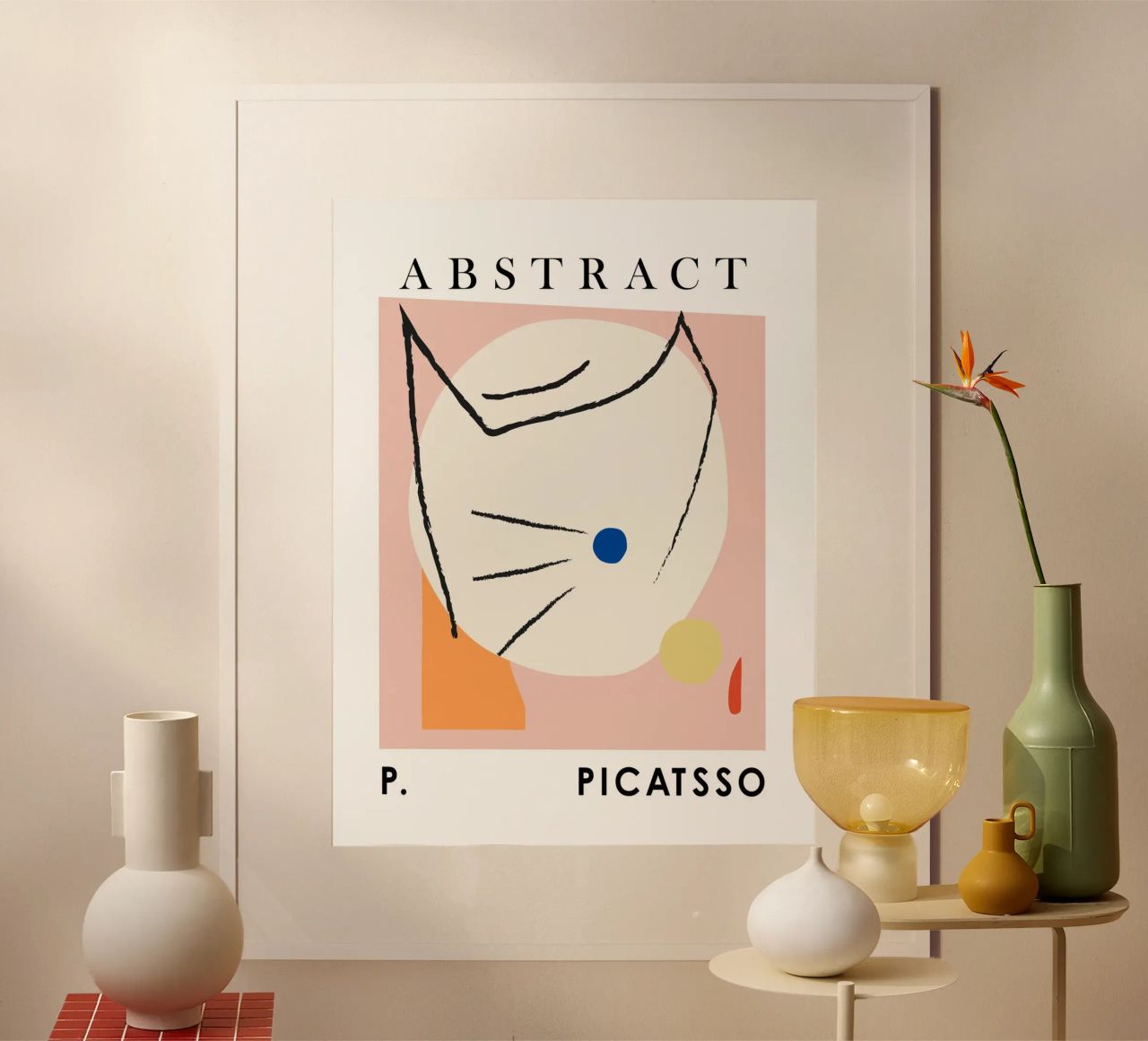 Picasso Cat, Picatsso Cat Abstract Geometric Poster poster by Peaches Art Prints