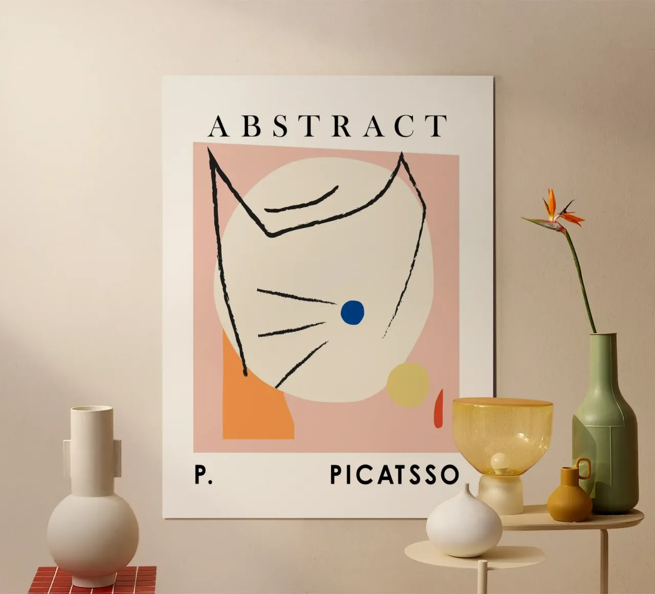 Gatto Picasso, Gatto Picatsso Poster geometrico astratto carta hahnemühle da Peaches Art Prints