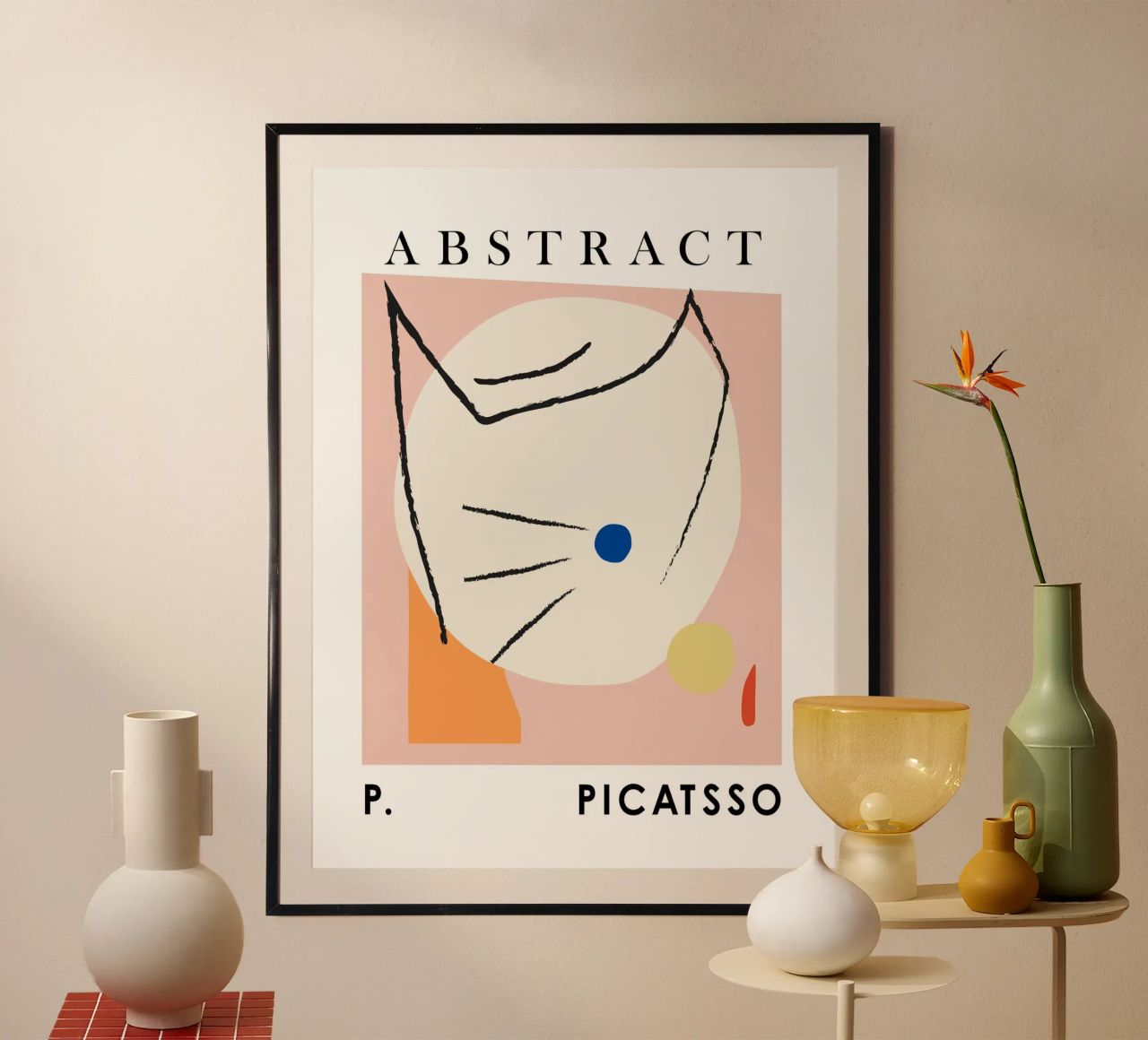 Picasso Cat, Picatsso Cat Abstract Geometric Poster poster by Peaches Art Prints