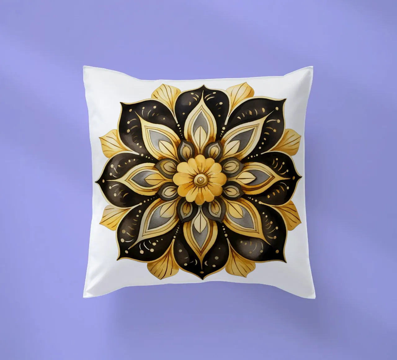 Mandala nero e oro cuscino da Spiritual Touch