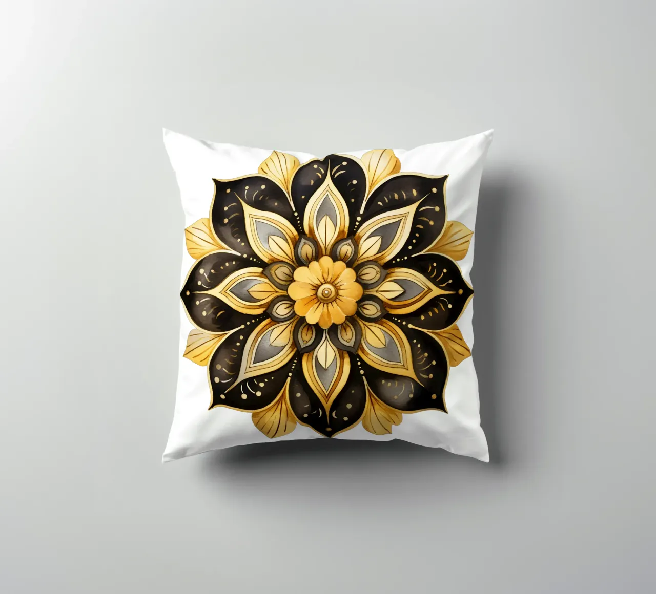Mandala nero e oro cuscino da Spiritual Touch