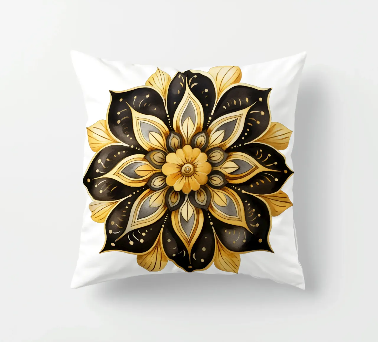 Mandala nero e oro cuscino da Spiritual Touch