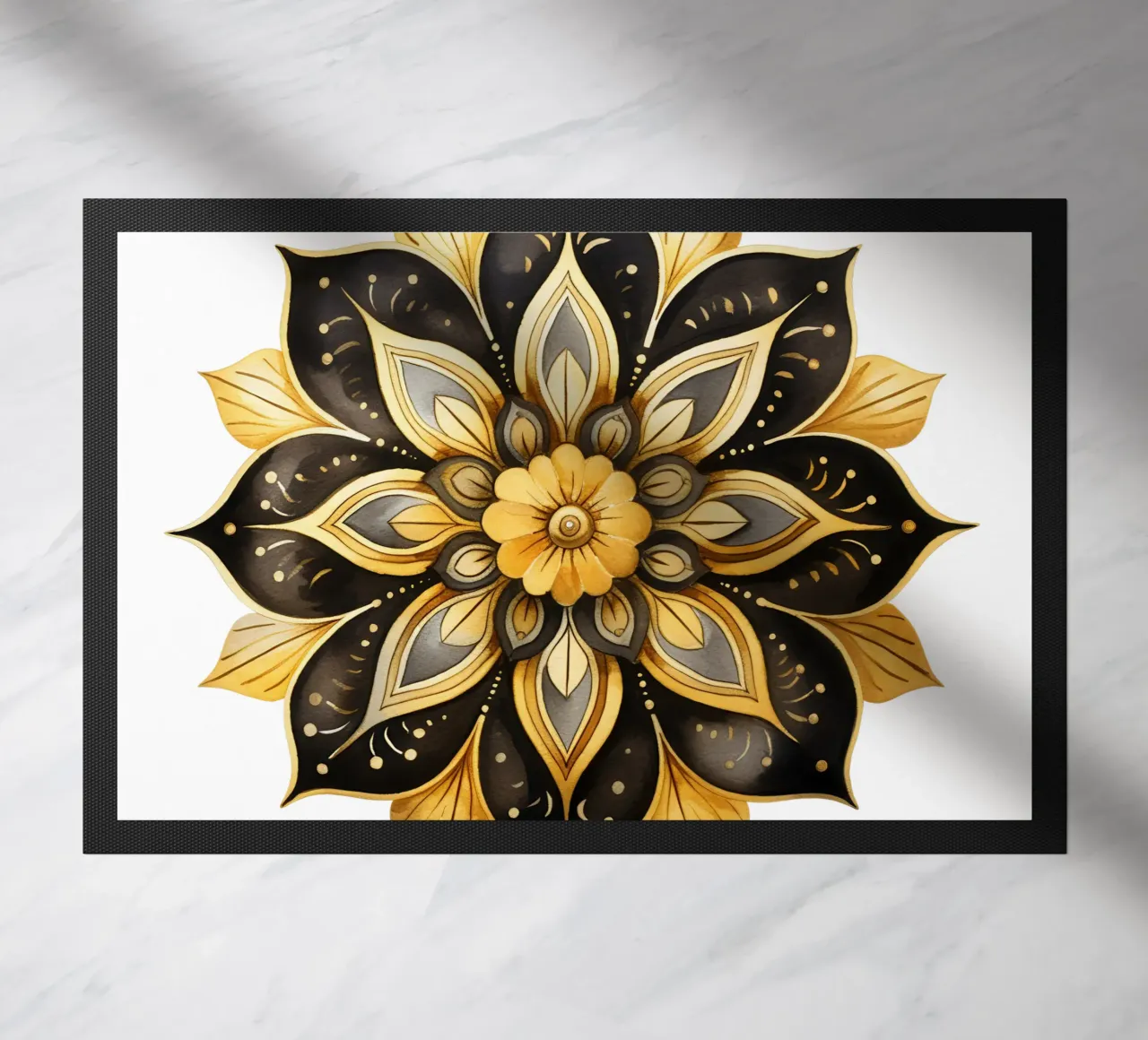 Mandala nero e oro zerbino da Spiritual Touch