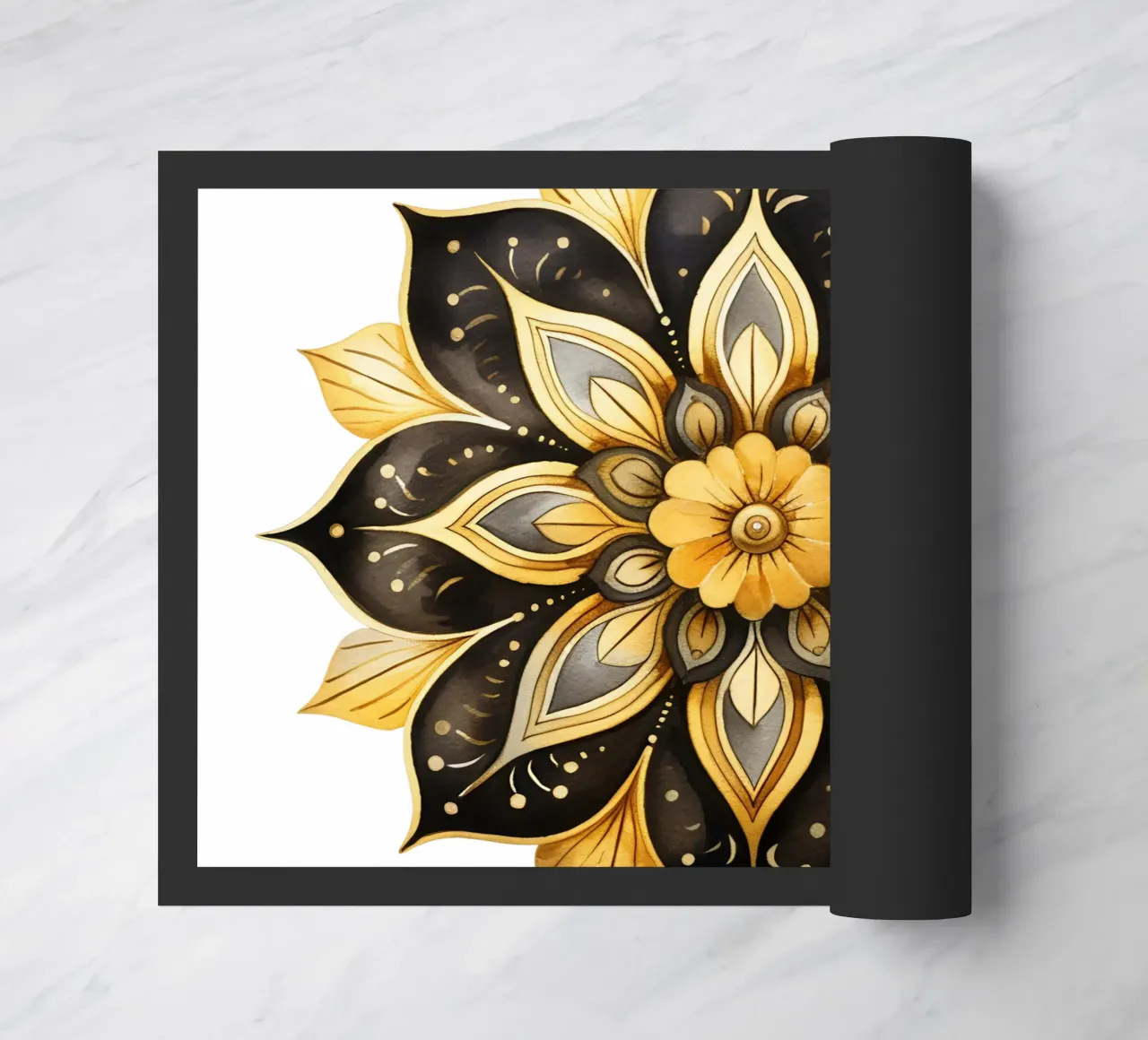 Mandala nero e oro zerbino da Spiritual Touch