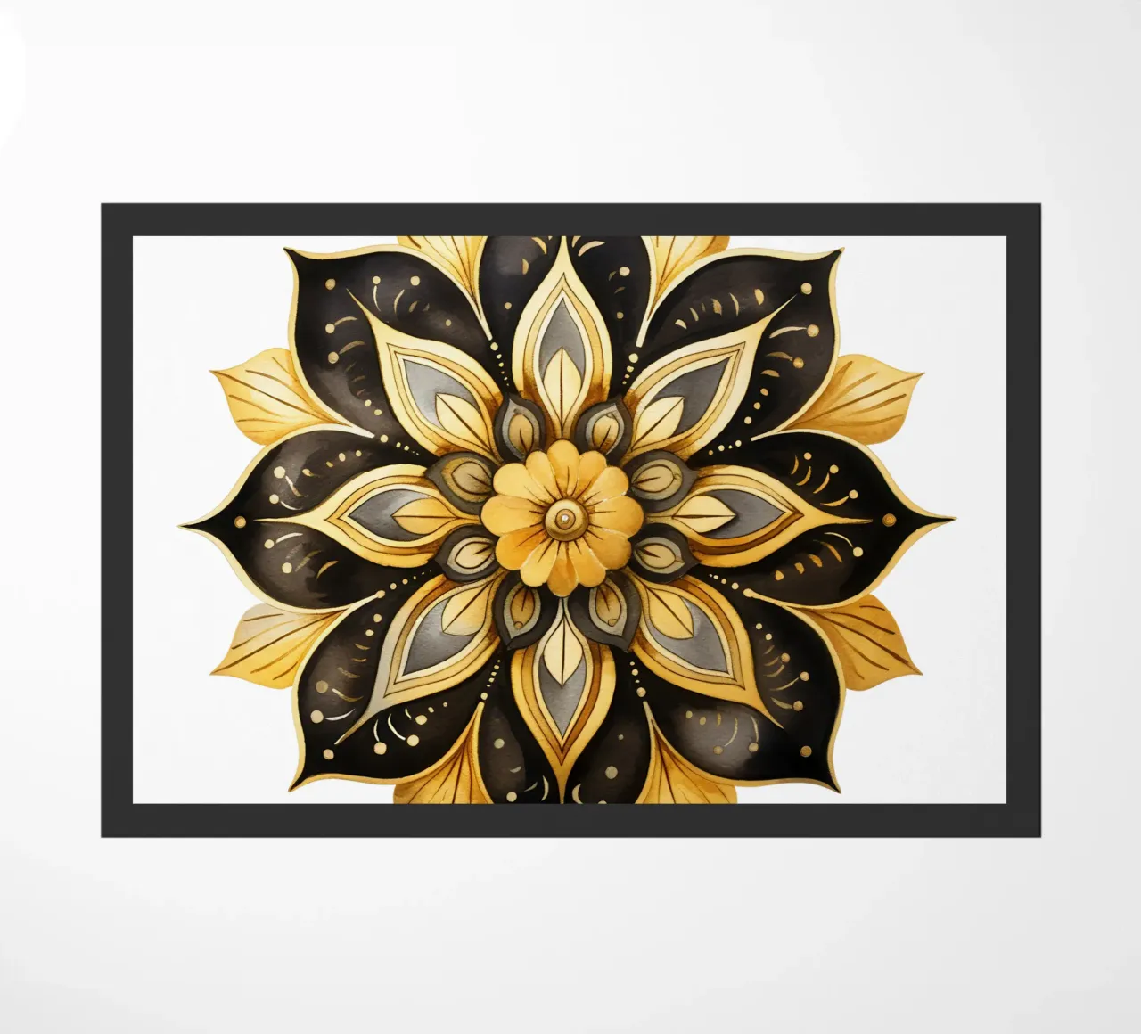 Mandala nero e oro zerbino da Spiritual Touch