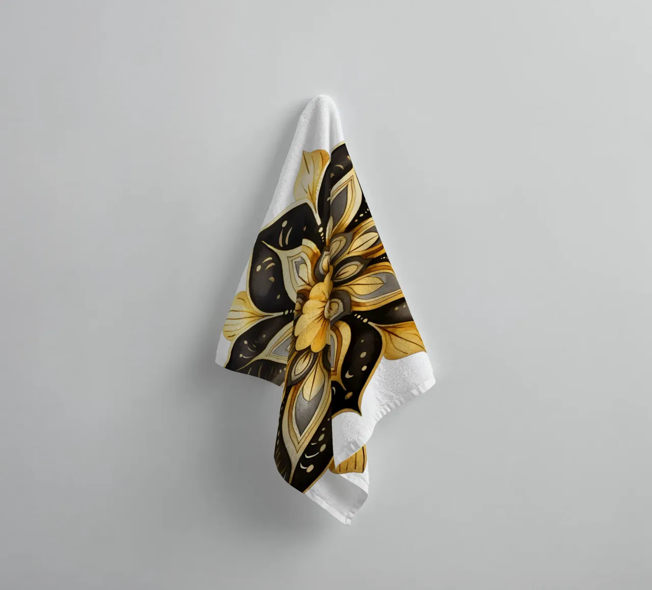 Mandala nero e oro asciugamano da bagno da Spiritual Touch