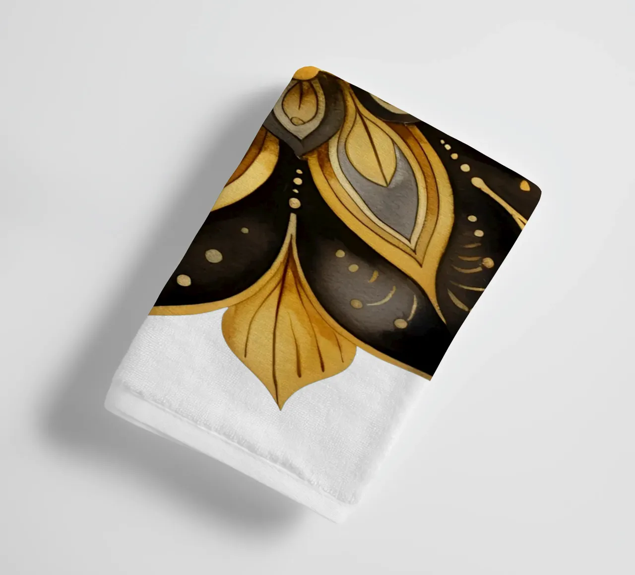 Mandala nero e oro asciugamano da bagno da Spiritual Touch