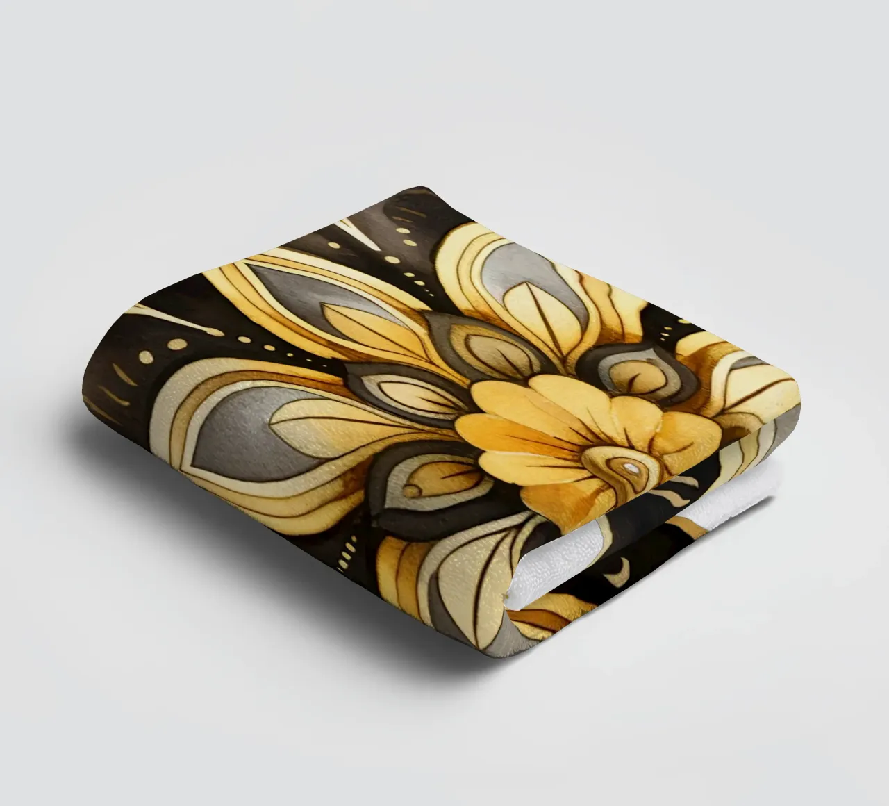 Mandala nero e oro asciugamano da bagno da Spiritual Touch