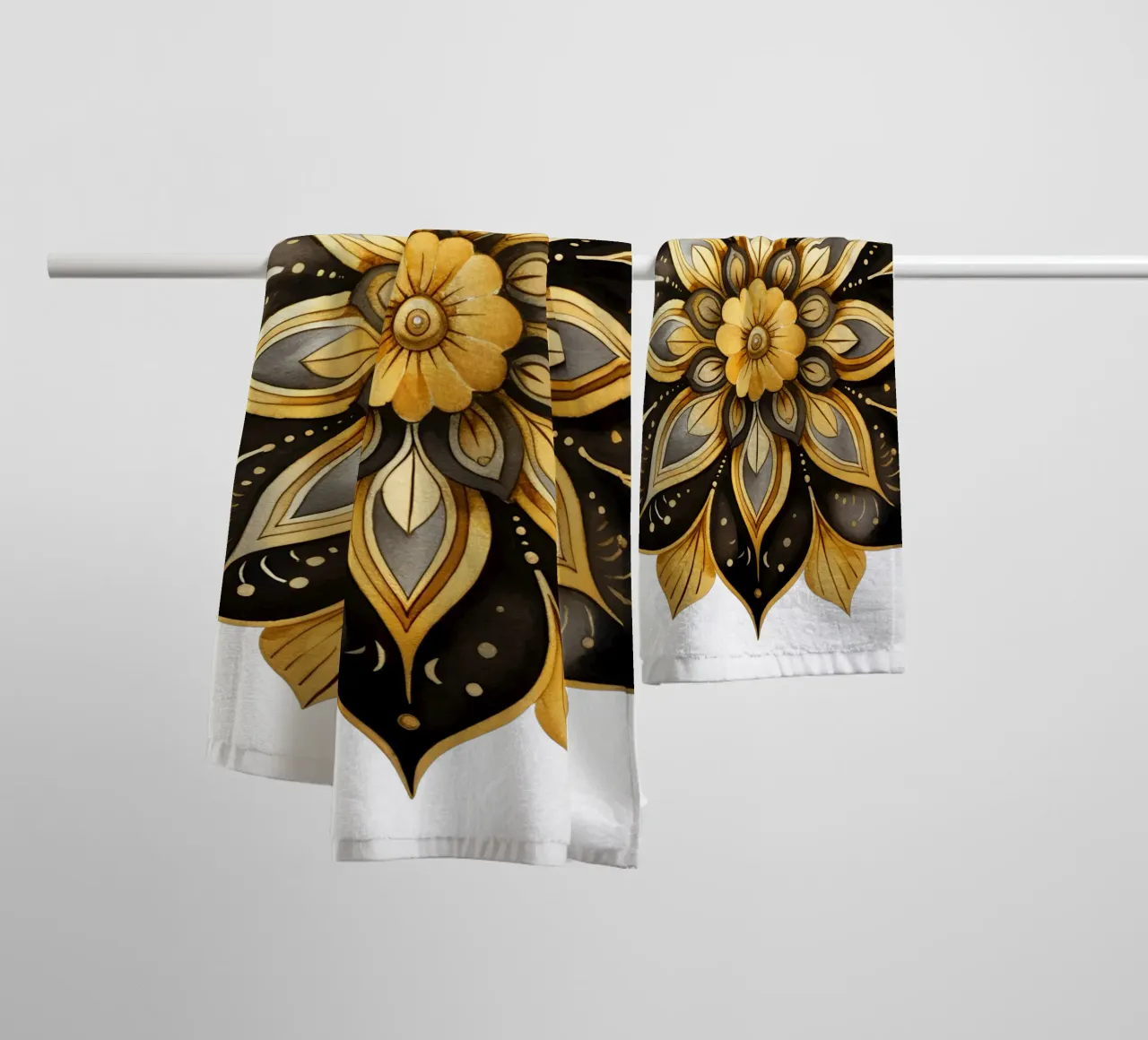 Mandala nero e oro asciugamano da bagno da Spiritual Touch