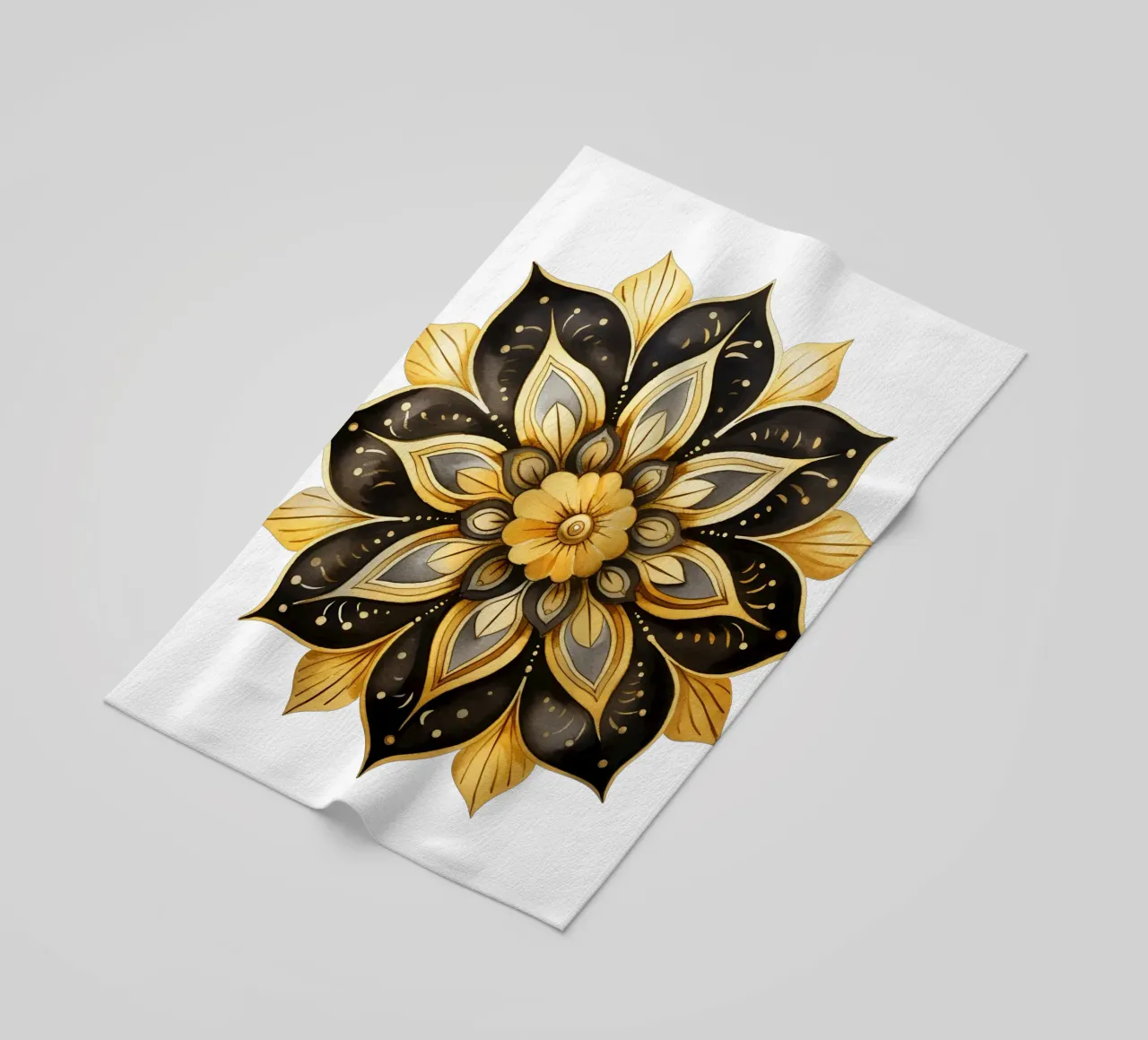 Mandala nero e oro telo mare da Spiritual Touch