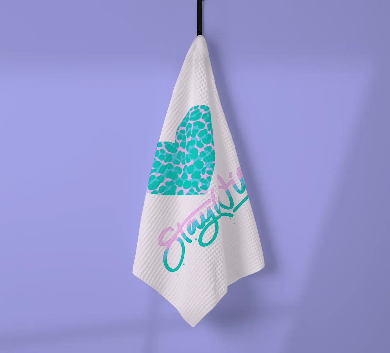 Stay Wild. Stampa Leo in rosa e turchese canovaccio da cucina da CalliLetters