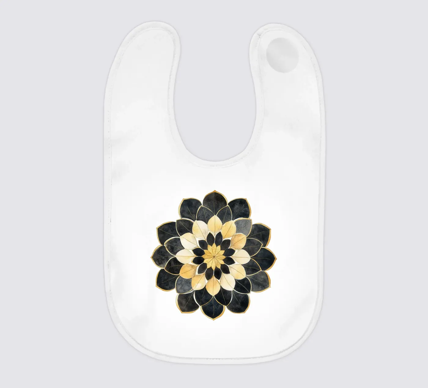 Mandala nero e oro bavaglino da Spiritual Touch