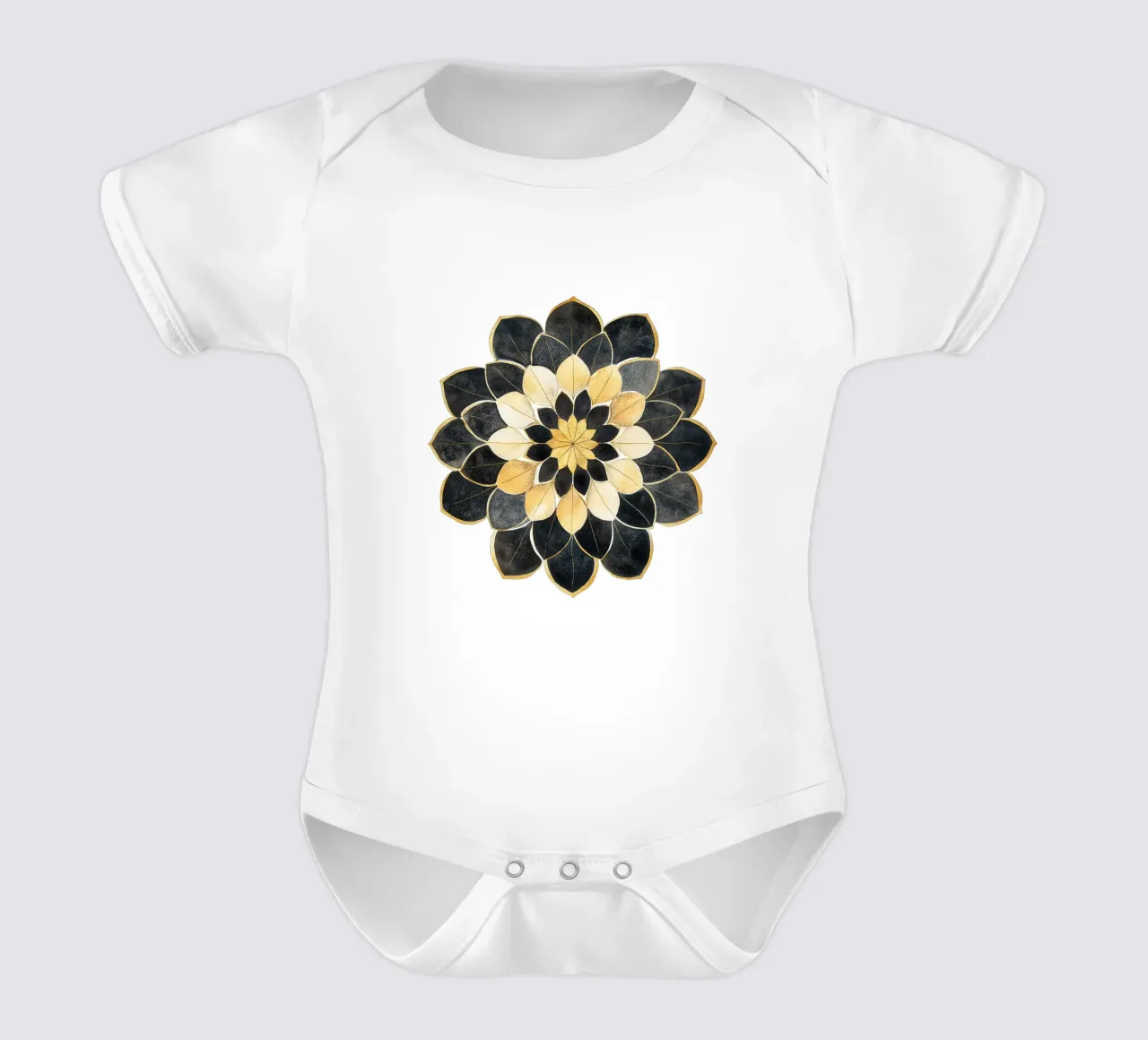 Mandala nero e oro body neonato maniche corte da Spiritual Touch