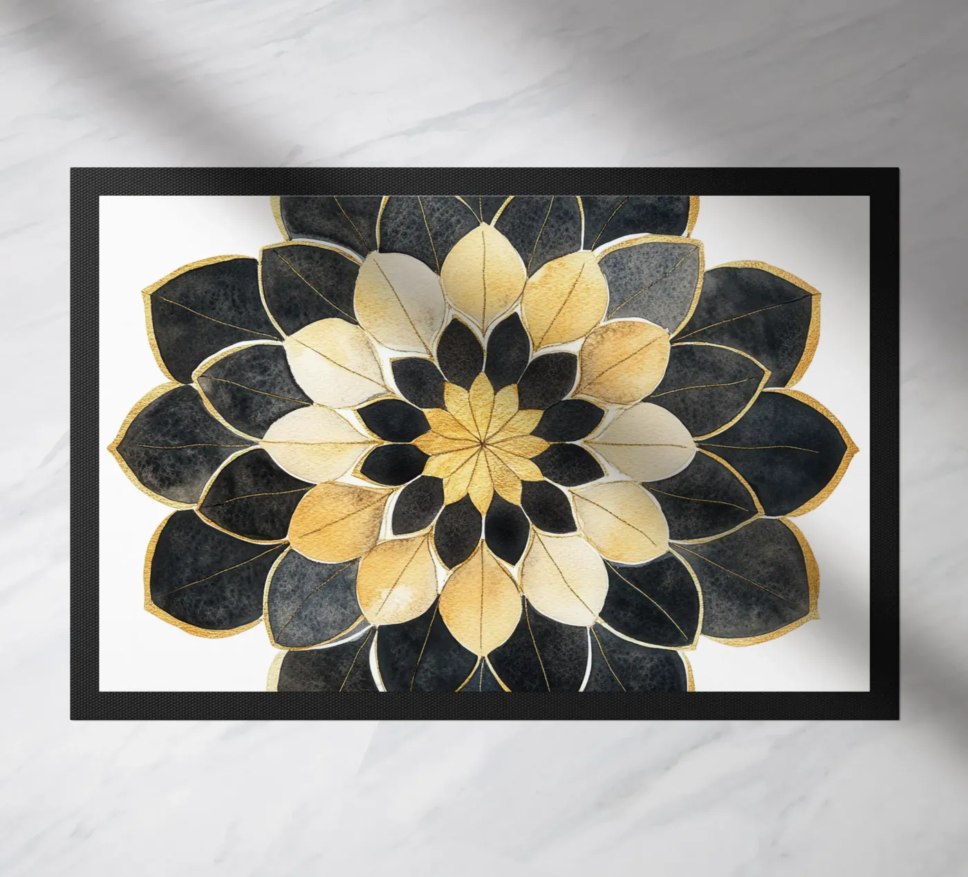 Mandala nero e oro zerbino da Spiritual Touch