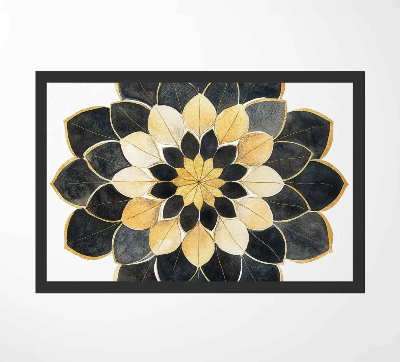 Mandala nero e oro zerbino da Spiritual Touch
