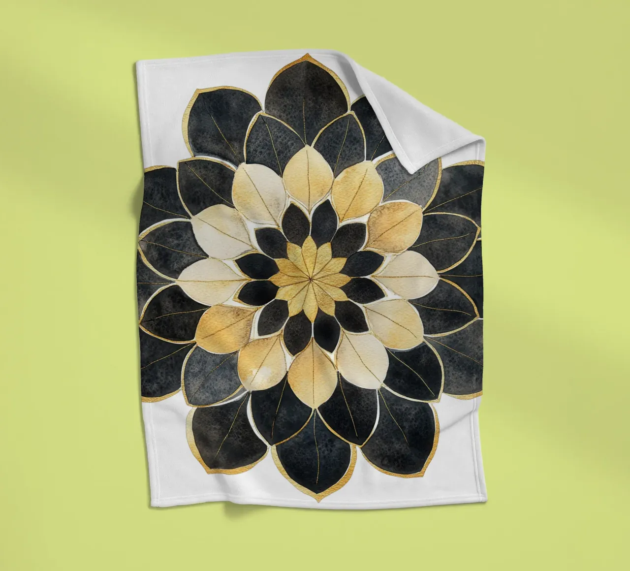 Mandala nero e oro coperta in pile da Spiritual Touch