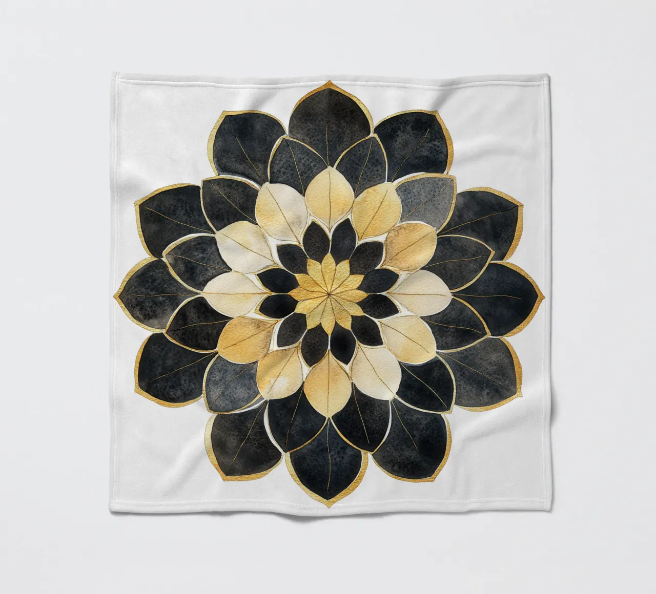 Mandala nero e oro coperta in pile da Spiritual Touch
