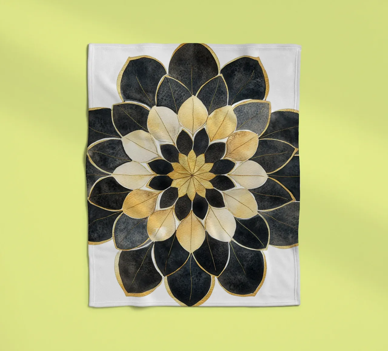 Mandala nero e oro coperta in pile da Spiritual Touch