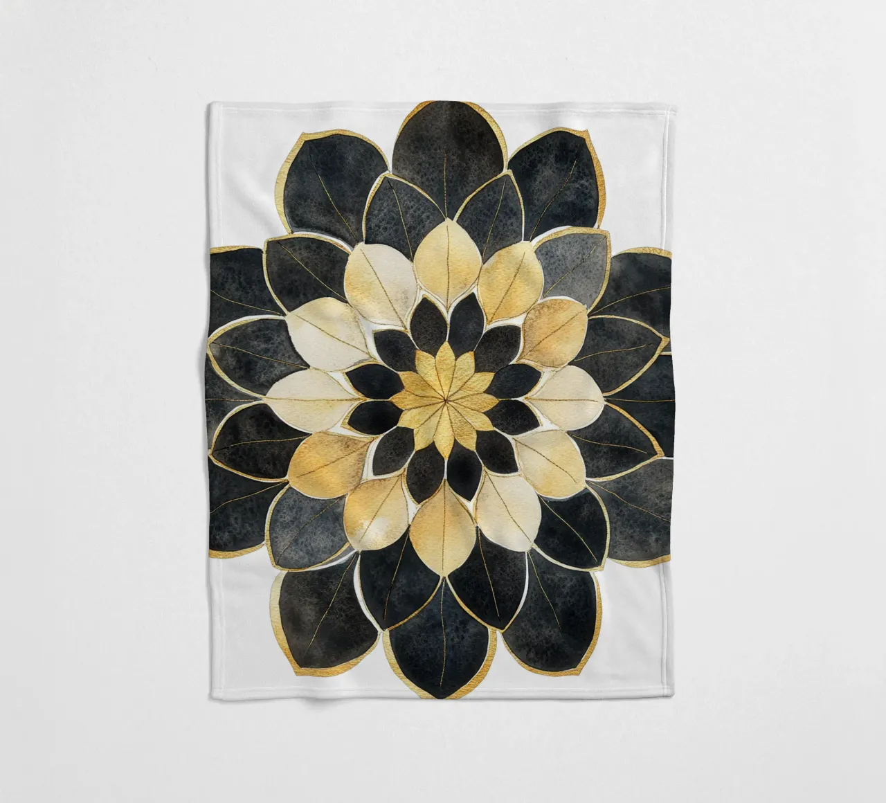 Mandala nero e oro coperta in pile da Spiritual Touch