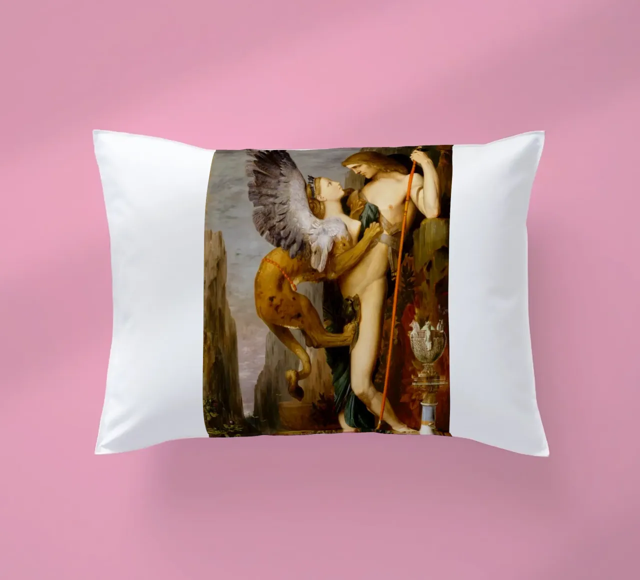Gustave Moreau - Oedipus and the Sphinx decorative cushion by Timeless Artworks