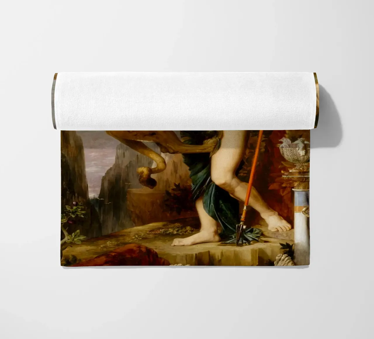 Gustave Moreau - Oedipus and the Sphinx beach towel by Timeless Artworks