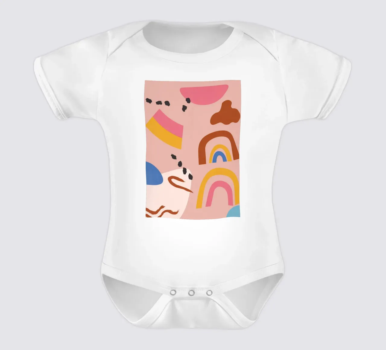Abstracte regenboogvormen babyrompertje korte mouwen van Demar Galleria