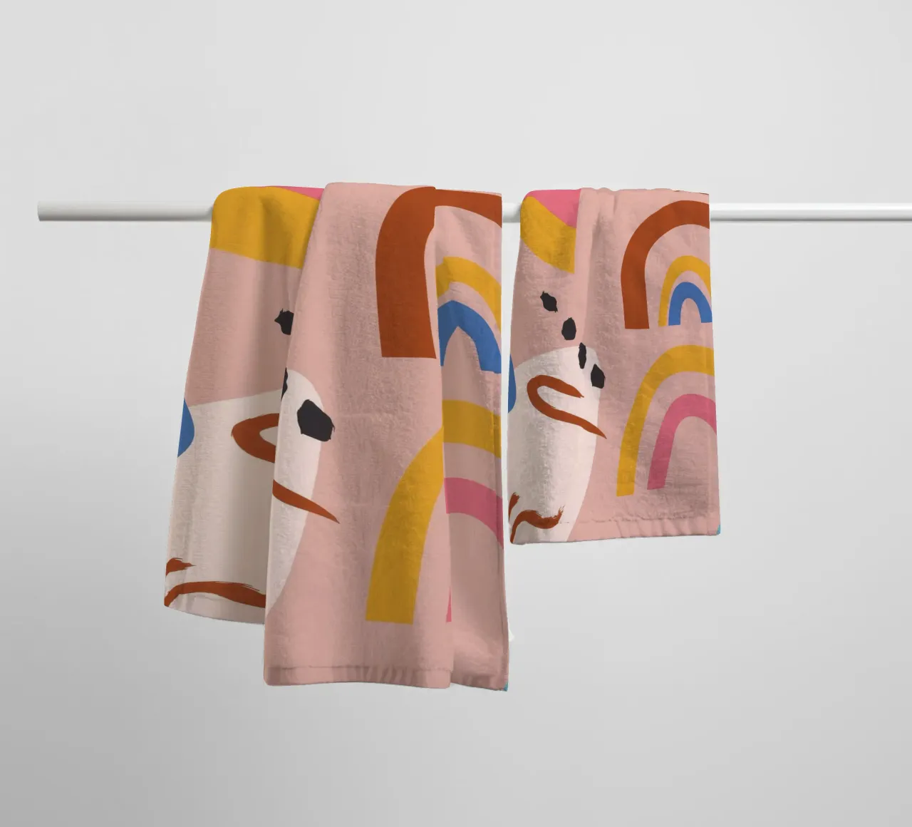 Abstract Rainbow Shapes towel by Demar Galleria