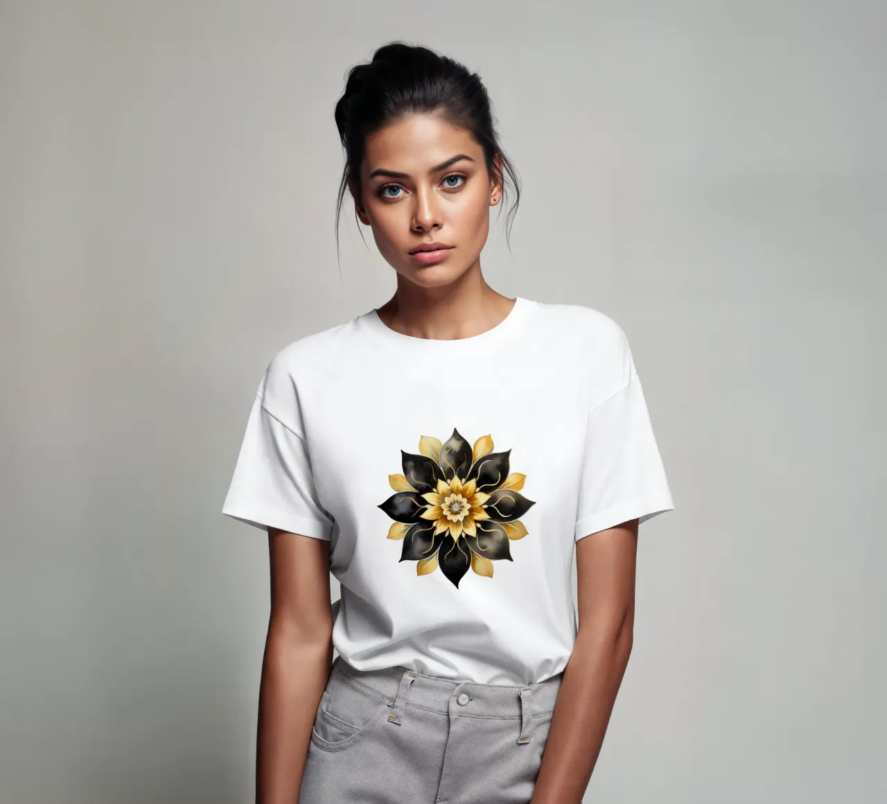 Mandala negro y dorado camiseta de Spiritual Touch