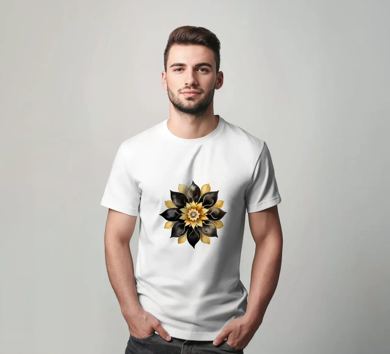Mandala negro y dorado camiseta de Spiritual Touch