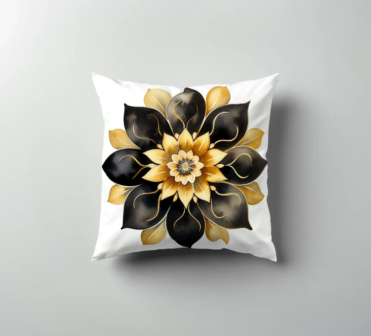 Black & Gold Mandala decorative cushion by Spiritual Touch