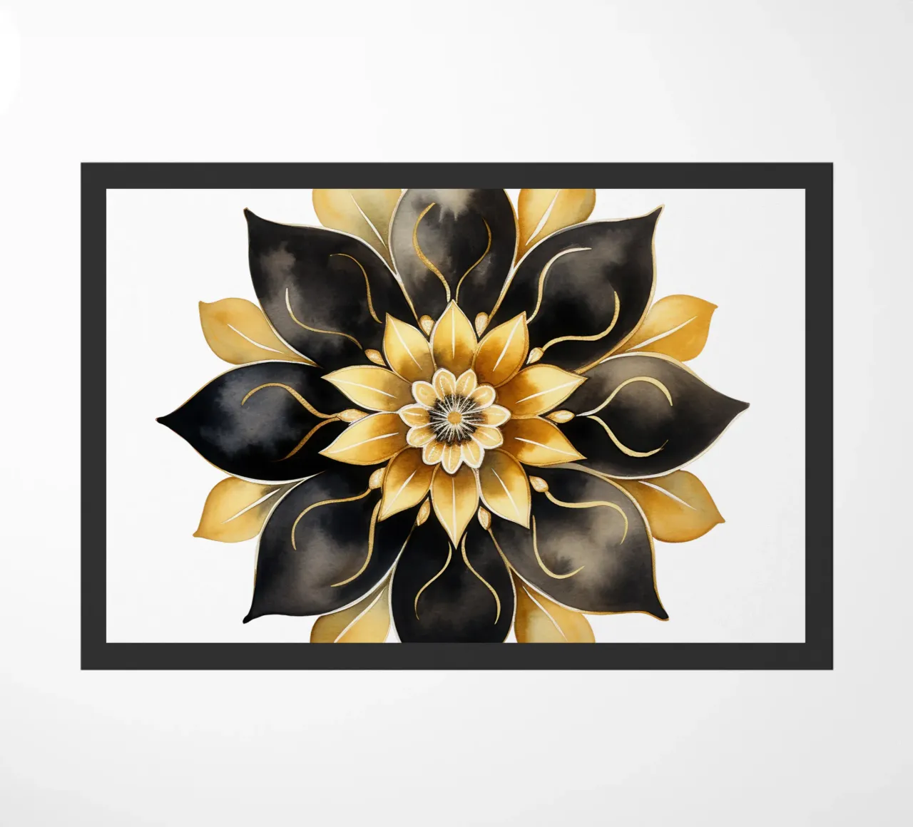 Mandala nero e oro zerbino da Spiritual Touch