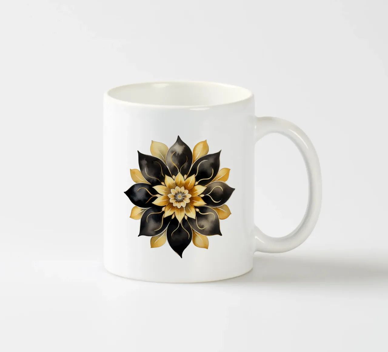 Mandala nero e oro tazza in ceramica da Spiritual Touch