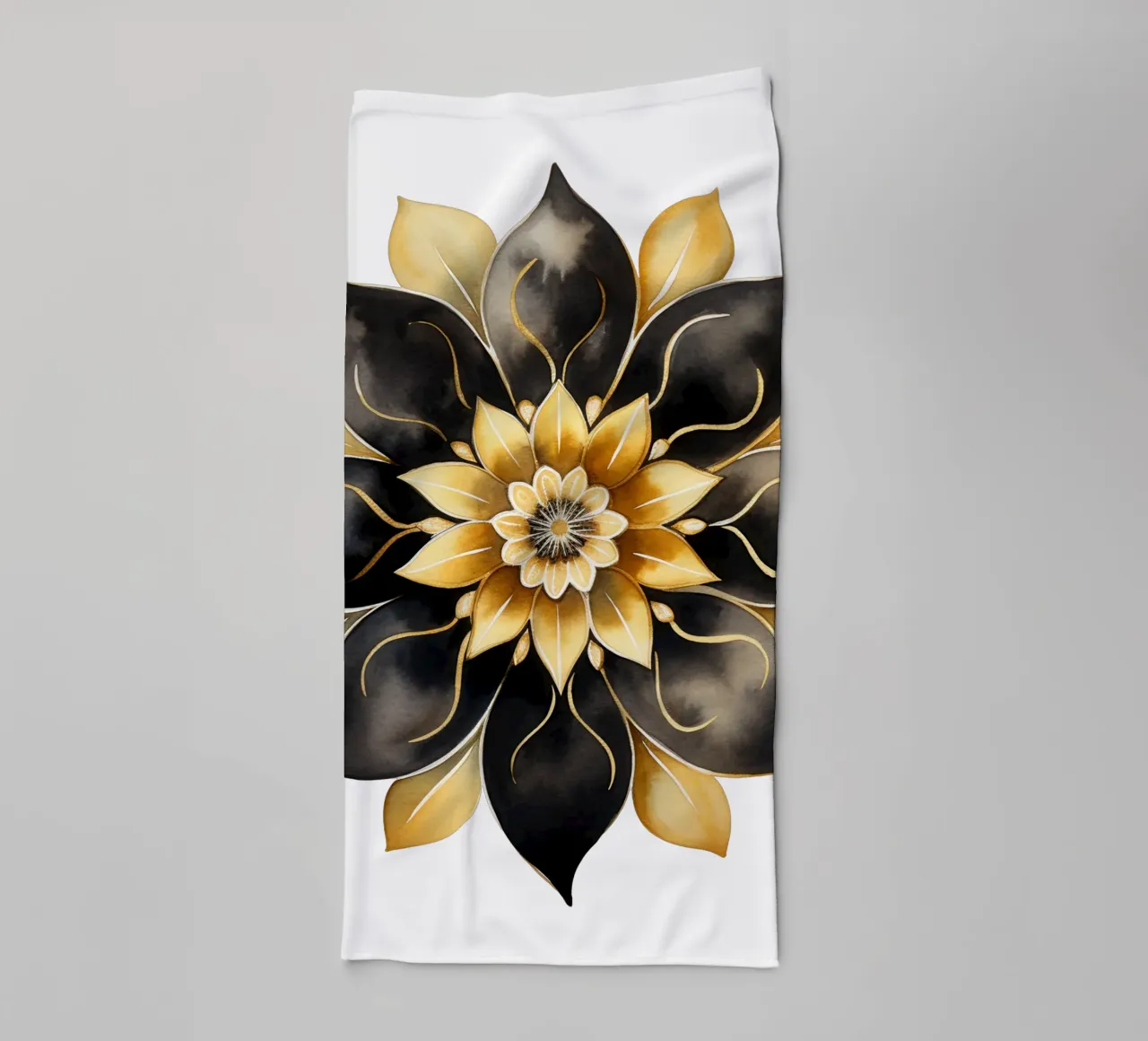 Black & Gold Mandala towel by Spiritual Touch