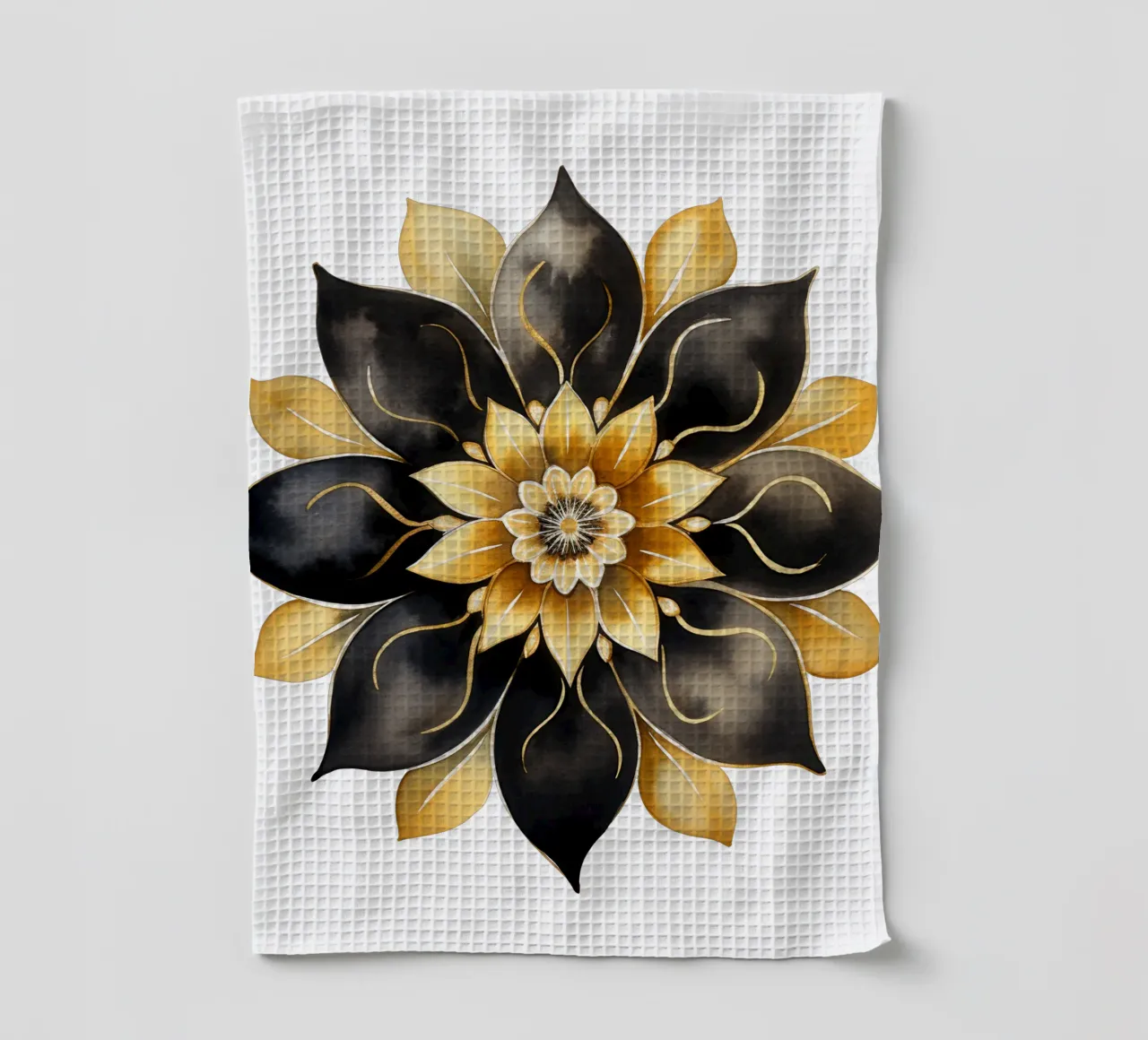 Mandala nero e oro canovaccio da cucina da Spiritual Touch