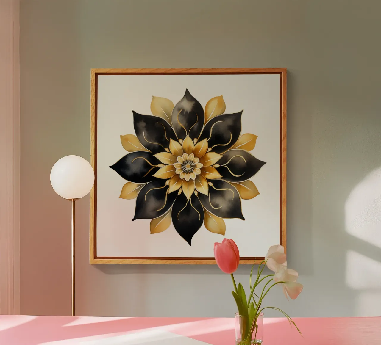 Mandala nero e oro plexiglass da Spiritual Touch