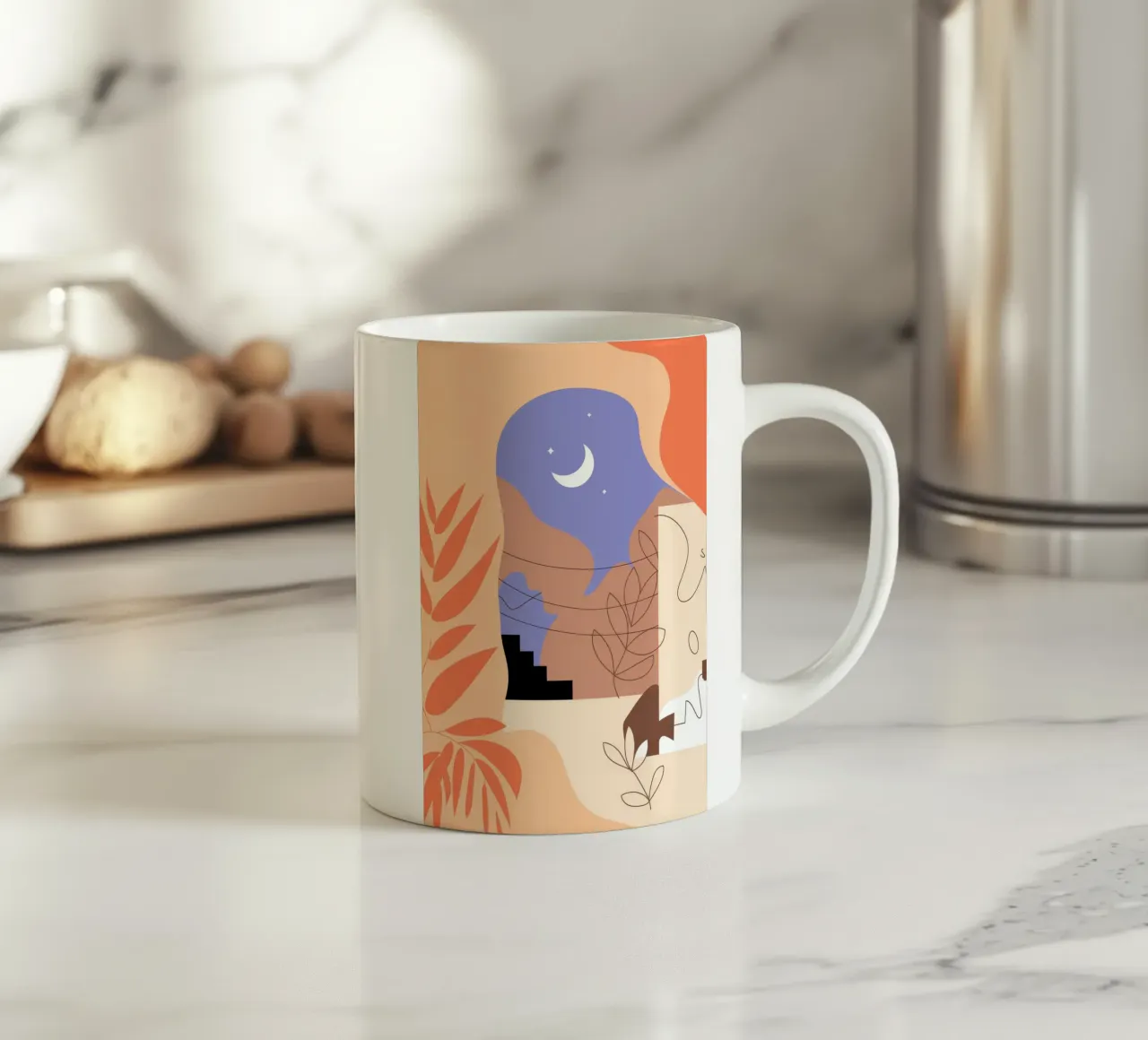 Scena notturna serena tazza in ceramica da Demar Galleria