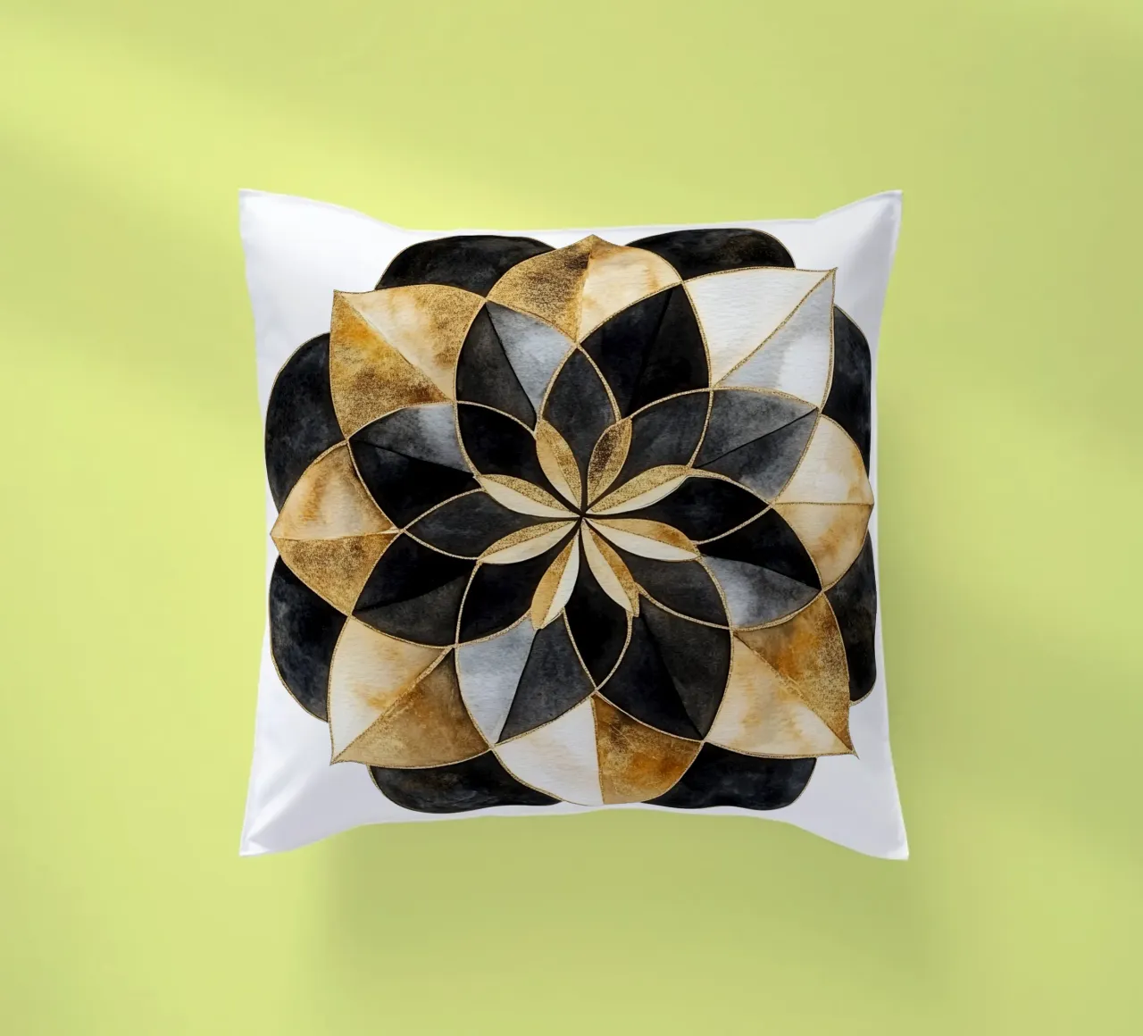 Mandala nero e oro cuscino da Spiritual Touch