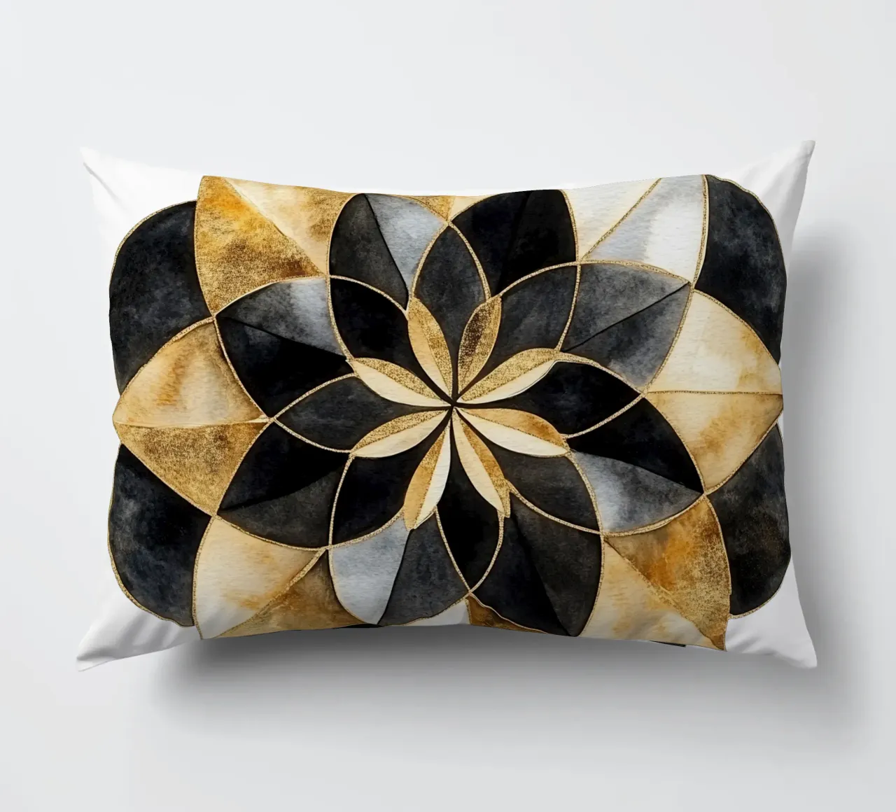 Mandala nero e oro cuscino da Spiritual Touch