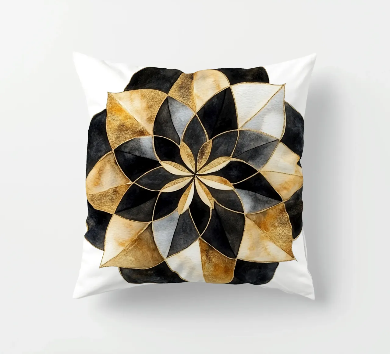 Mandala nero e oro cuscino da Spiritual Touch